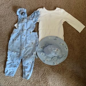 5/$35 Carter’s Three Piece Romper, Long Sleeve Shirt and Hat
